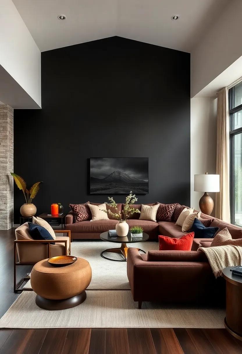 Down ⁣to Earth: Combine earthy​ tones in ‌your ⁣furniture choices to complement the ⁤boldness of the black wall,⁣ grounding the ⁤overall⁣ aesthetic