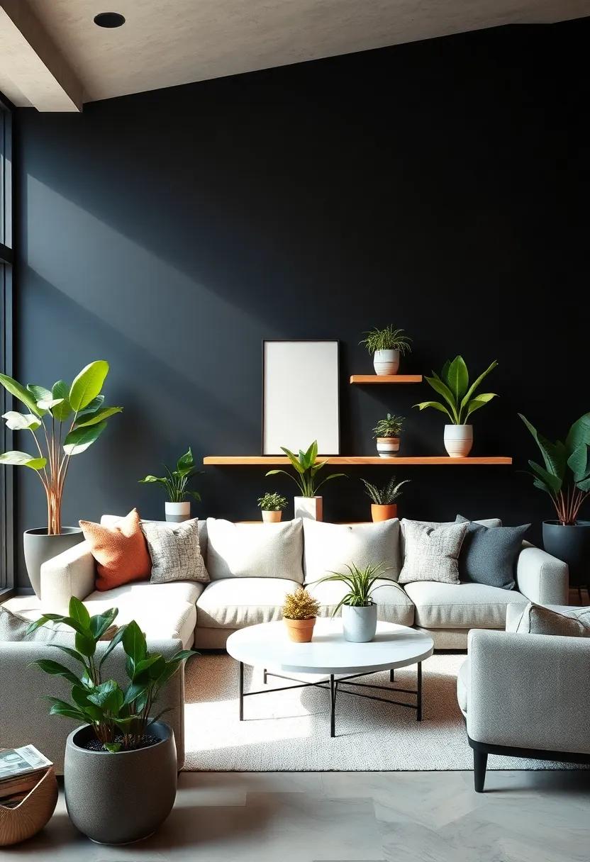 Potted Plants: Hang or‌ place potted⁣ plants‌ on shelves or the floor to ​bring life ⁤and color⁤ into the‌ starkness of the black wall