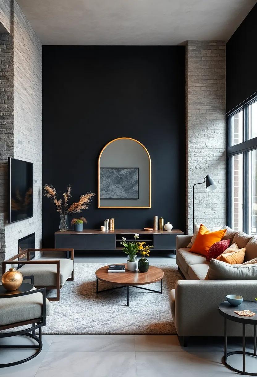 mirror ‍Mirror:‍ Hang a large mirror ⁣on ⁤the black wall to reflect light ‍and create the illusion of a larger space