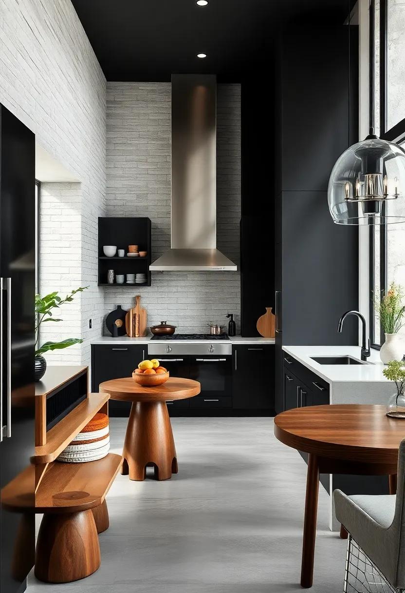 Creating Contrast: The Dramatic Impact of Black and Wood in Kitchen Design