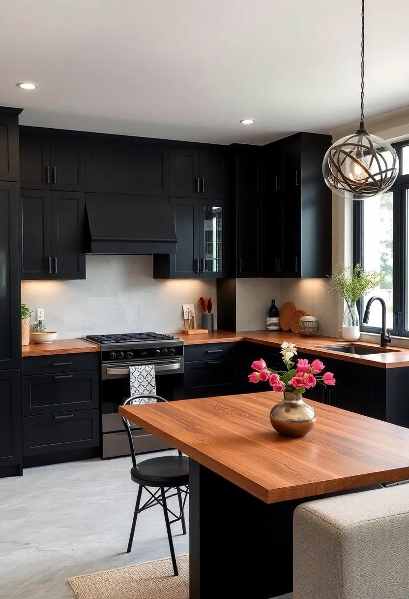 Focal Points: Making Your Black Cabinets Stand Out with wood Accents