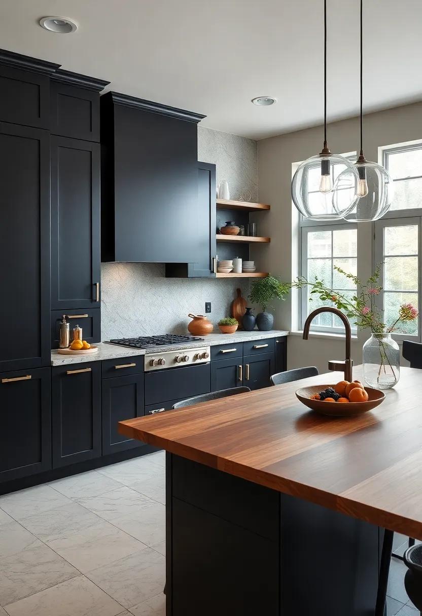 Mixing Materials: Combining Stone and Metal Accents with Black and Wood