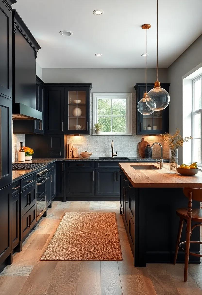 Personalization: Adding Unique Details to Black Cabinets and Wood Countertops