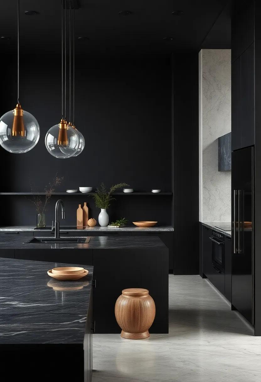 Accent ⁤Color⁣ Pops: Use subtle ‌accent ⁢colors like ‍deep ​greens or rich golds ‌in decorative accessories⁢ to create ⁣a luxurious ⁢contrast against ⁤the black