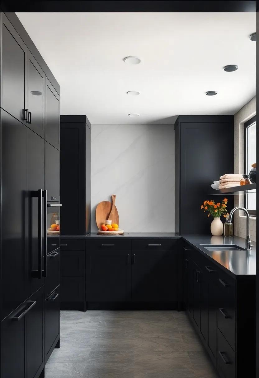Customized Pantry: Design a walk-in ⁣pantry with black cabinetry to ⁣provide ‌additional storage⁢ while keeping the look streamlined and cohesive