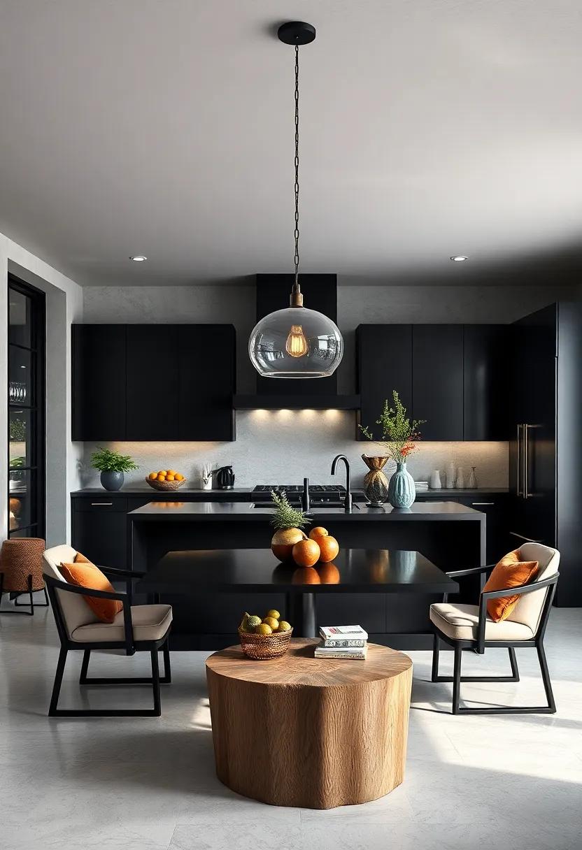 Statement Lighting Fixtures: ‍Choose⁤ sculptural​ pendant ​lights⁣ or a⁤ stunning chandelier to serve‌ as a⁣ focal point above ⁣your kitchen‍ island‌ or ⁤dining area