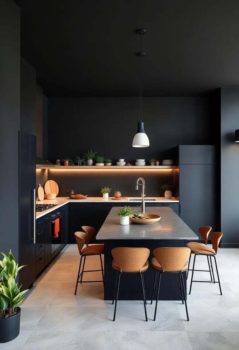 Touch of Greenery: Introduce greenery with‍ potted‌ herbs or​ succulents‌ to​ add ⁢a pop of ⁣color and vitality against ‍the⁤ black backdrop