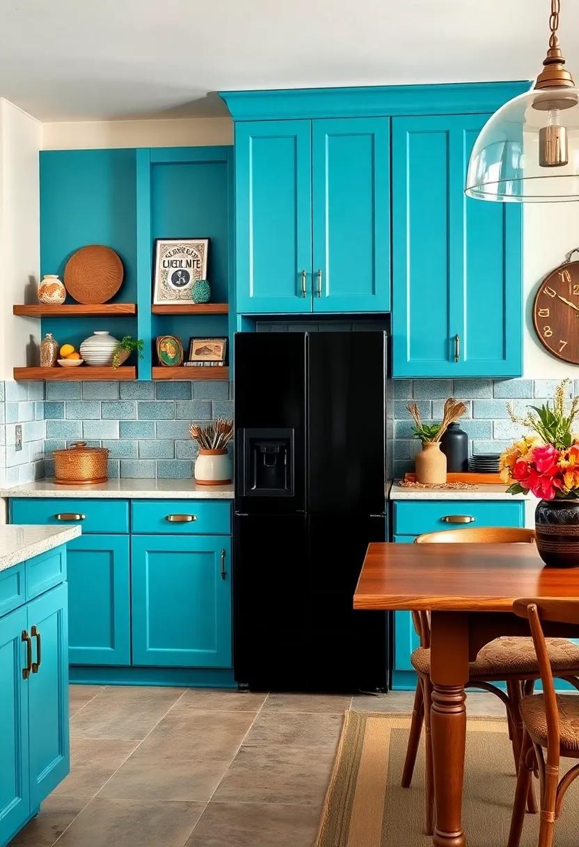 Midnight Elegance:‍ Deep navy cabinets​ paired⁣ with sleek​ black appliances ​create ‍a ‌dramatic ‌focal⁣ point