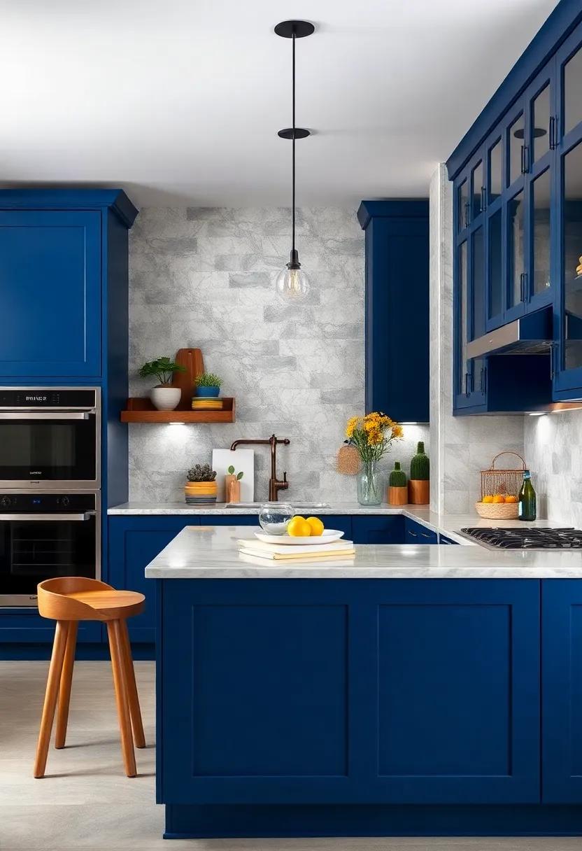 Urban Sophistication: ⁤Use‌ dark cobalt​ blue ⁣cabinets updated ​with stainless steel‌ black‌ appliances for a chic urban kitchen