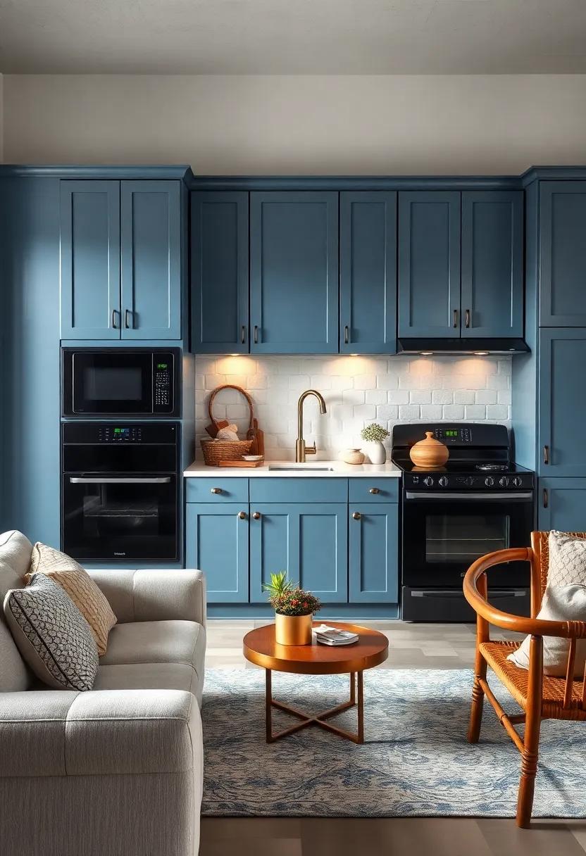 Classic Neutrals:⁤ Pair‍ soft blue‌ cabinetry ⁢with understated black appliances and warm‍ wood accents for⁢ timeless appeal