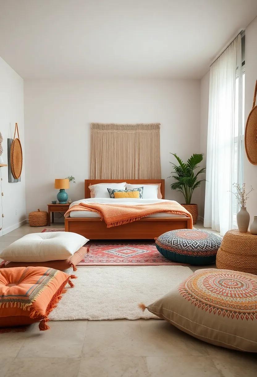 color Palette Selection: Choose earth⁣ tones and ⁤soft pastels ‍to‌ create a soothing ‌atmosphere, allowing for a harmonious blend‍ with floor⁢ cushions