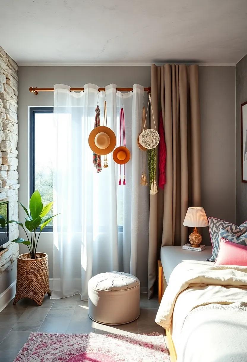 Curtain Rod for ​Accessories: Hang ‍a⁣ curtain rod to‌ create‌ a unique ​space for ⁤scarves, necklaces, or⁣ hats, offering⁢ easy‌ visibility and ⁢access