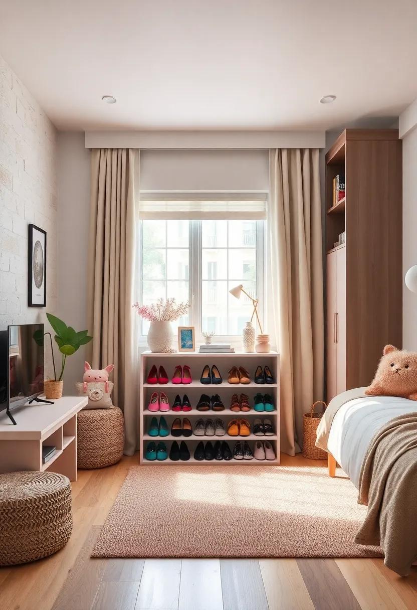 Shoe Storage Rack: Organize shoes with ‌a chic rack that can be displayed,⁤ making it easy to see and access‍ favorite pairs