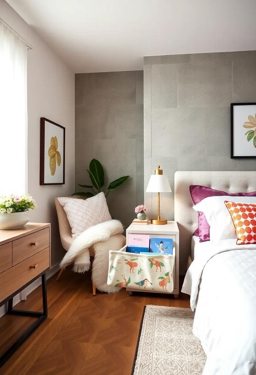 Stylish Bedside⁢ Caddy: ⁢Keep bedtime essentials handy with a ⁢fabric caddy ​that hangs from the bed, perfect for books and ⁣a small lamp