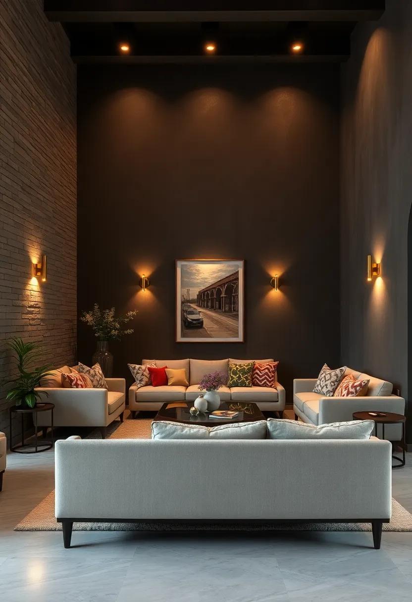 Brass Accent Wall Lighting: Illuminate your accent walls with stylish brass fixtures that highlight architectural features and artwork