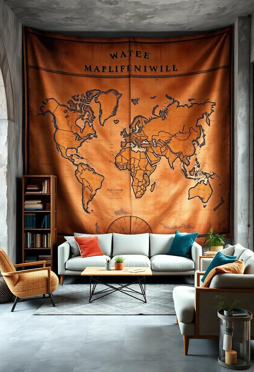 Vintage World ​Map Tapestry: Transform your walls with a large tapestry⁤ featuring a ‍beautifully aged world⁢ map,perfect for creating a cozy study atmosphere