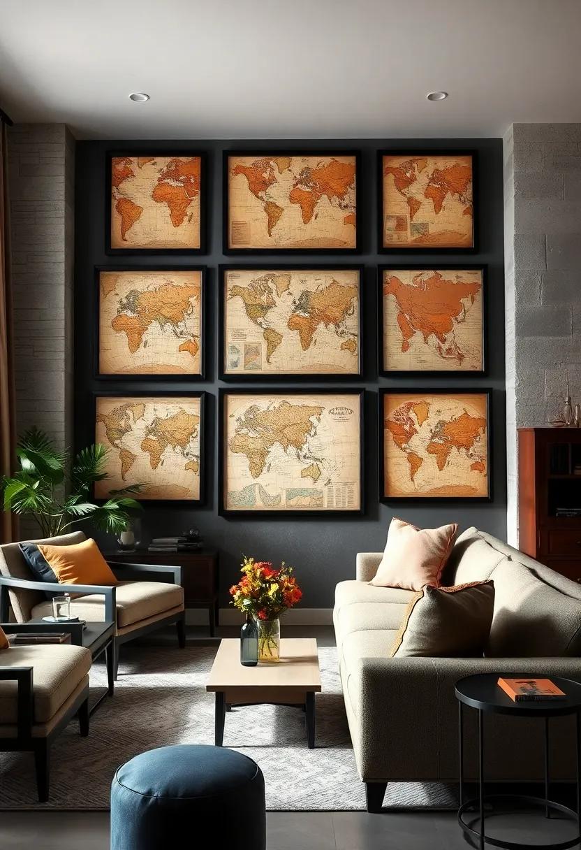 Framed Antique ⁤Map Collages: Curate a collection of framed antique maps in⁤ different sizes to create‌ a⁢ gallery wall⁣ that tells ⁢a story of exploration​ and adventure