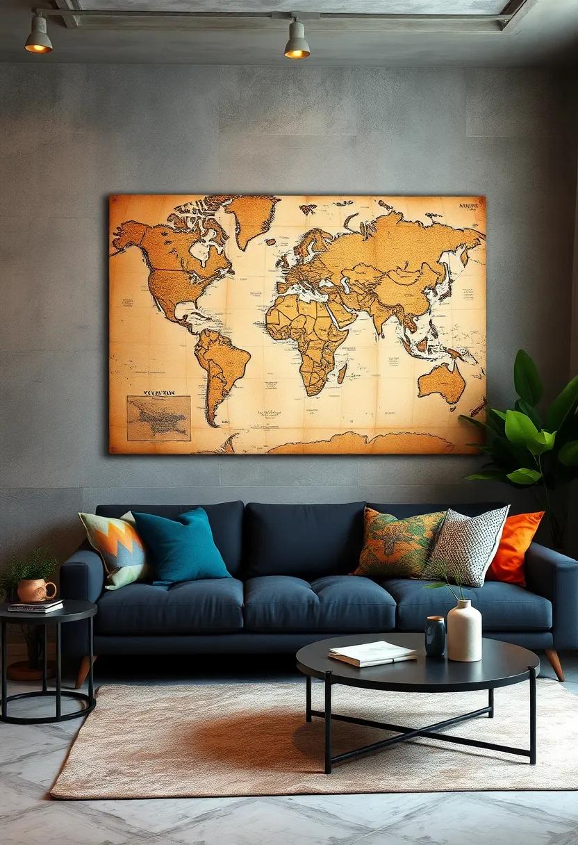 Map-themed Quote Prints: Pair vintage map⁢ backgrounds ⁣with inspiring quotes ⁢about wanderlust and‍ discovery for an engaging focal point ‍in any room