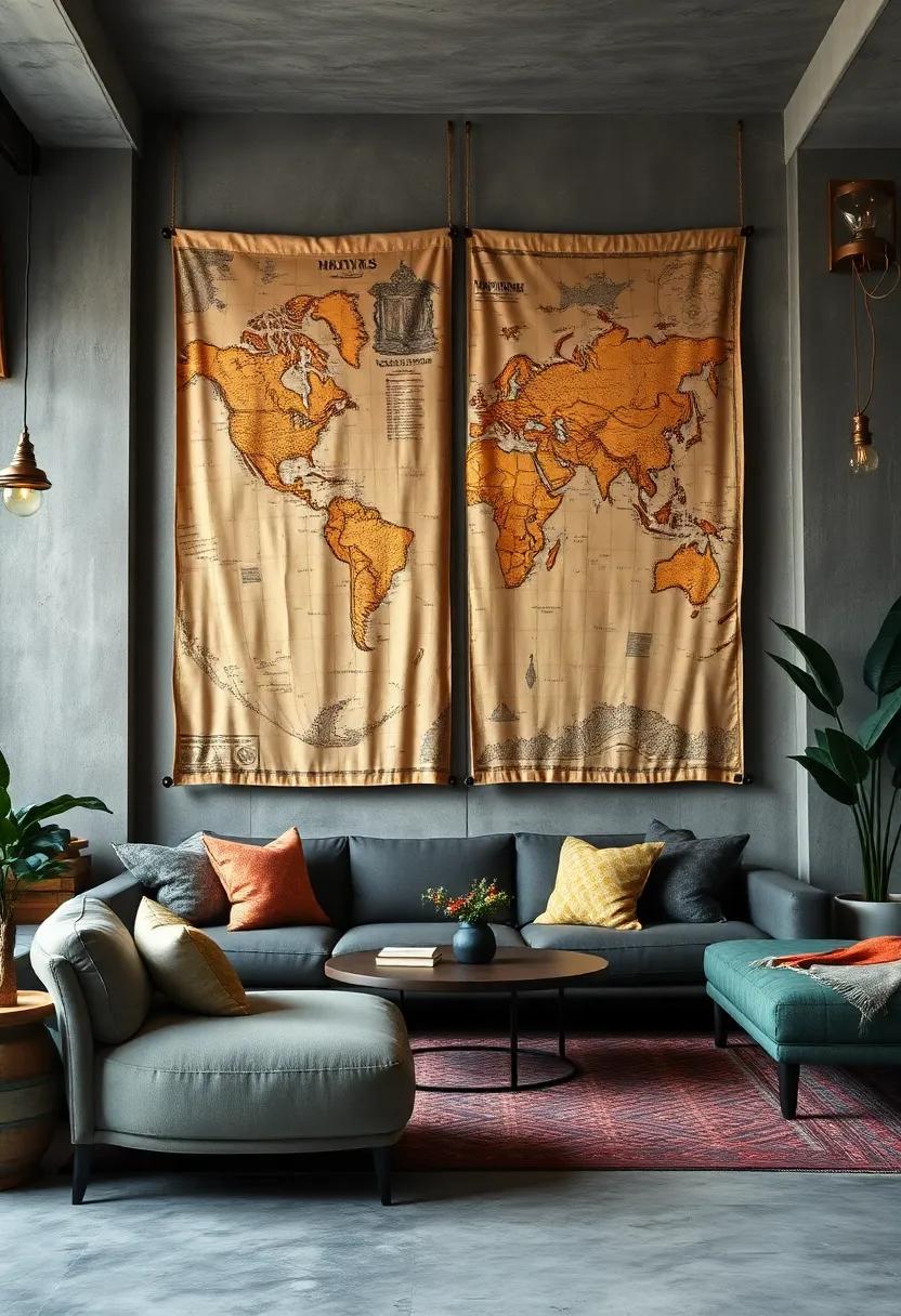 Distressed Map Banners:‍ hang distressed fabric banners featuring⁣ vintage maps ⁣for a⁣ relaxed, bohemian vibe that still honors the classic ⁢elements of dark academia