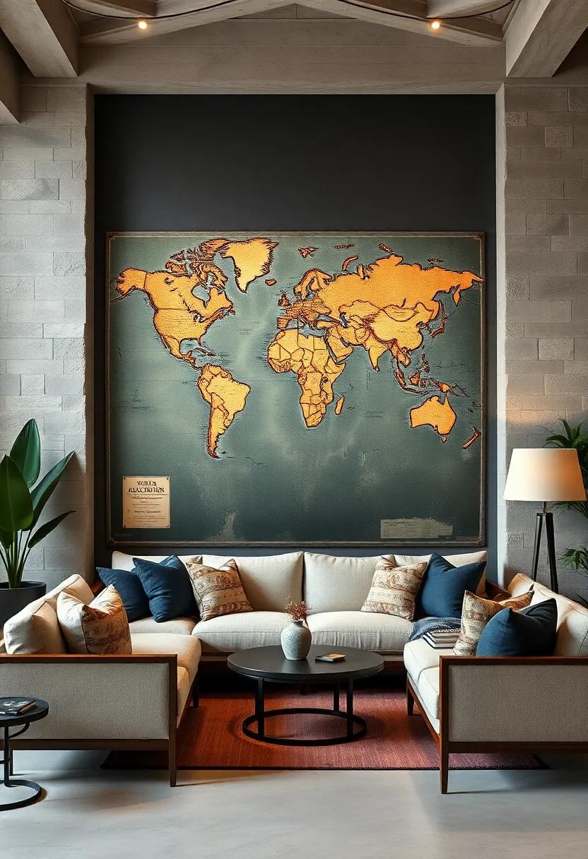 Interactive Push-Pin Maps: Create an interactive⁤ wall ⁣art piece where you can mark places you've visited ‌on a large⁢ vintage ‍map, adding a ⁢personal ‍touch