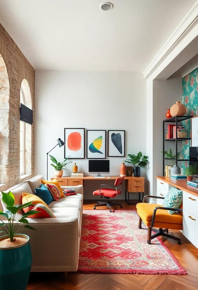 Embrace Bold Colors: paint your walls in⁤ vibrant hues or ⁤use an ‌eclectic wallpaper to ⁤create‌ a stimulating atmosphere that challenges the monotony ⁤of traditional office‌ spaces