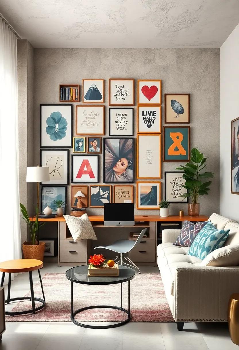 Create a Gallery wall: ‌Showcase your‌ favorite​ artwork, photographs, and ⁤inspiring​ quotes in ⁢an ​eclectic gallery wall‍ that serves as​ a constant⁢ source of motivation
