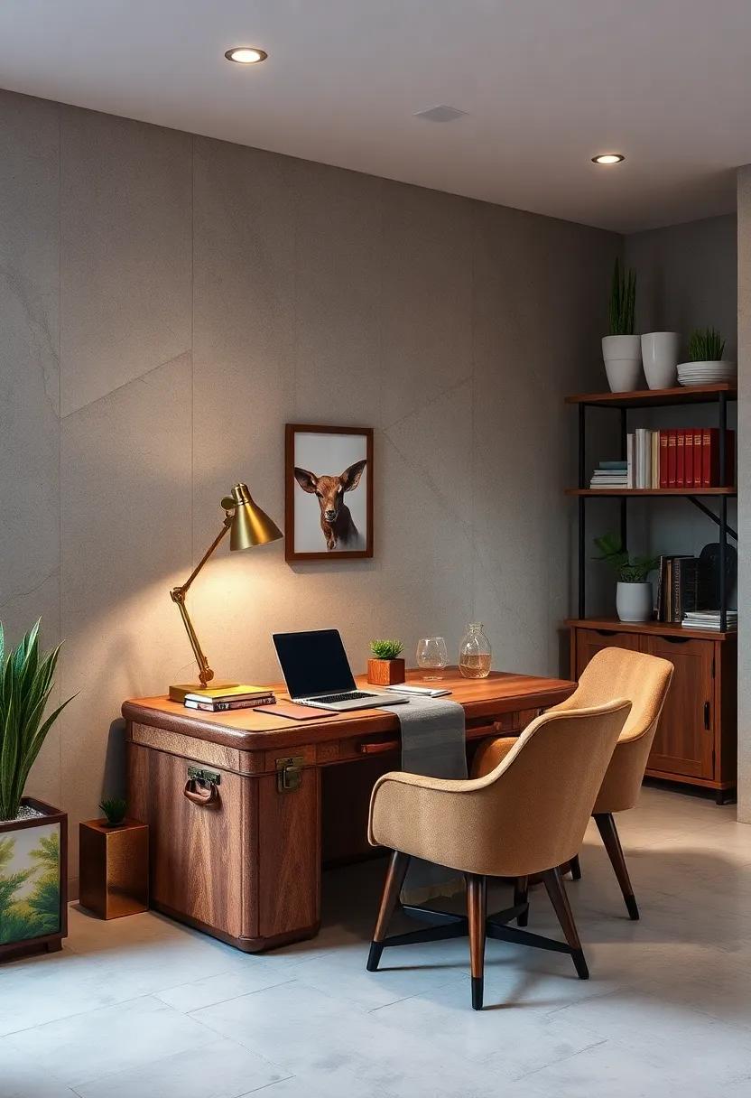 Vintage Suitcase Desk: Transform an old‍ suitcase into a quirky⁣ desk‍ that adds character and charm to your workspace while serving as storage​ for‌ your supplies