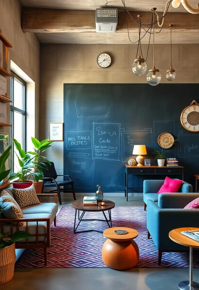Chalkboard Paint Wall: Designate one wall with chalkboard paint for doodling, brainstorming, or planning—making ⁣your office a canvas for creative expression