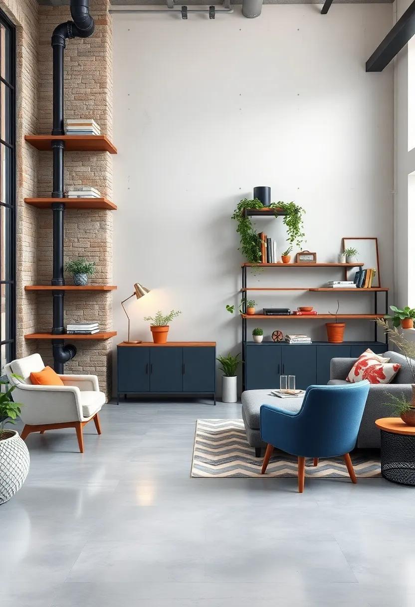 Industrial Pipe shelving: Incorporate industrial-style shelving using pipes and reclaimed wood​ to⁣ blend a modern edge with rustic warmth in your office space