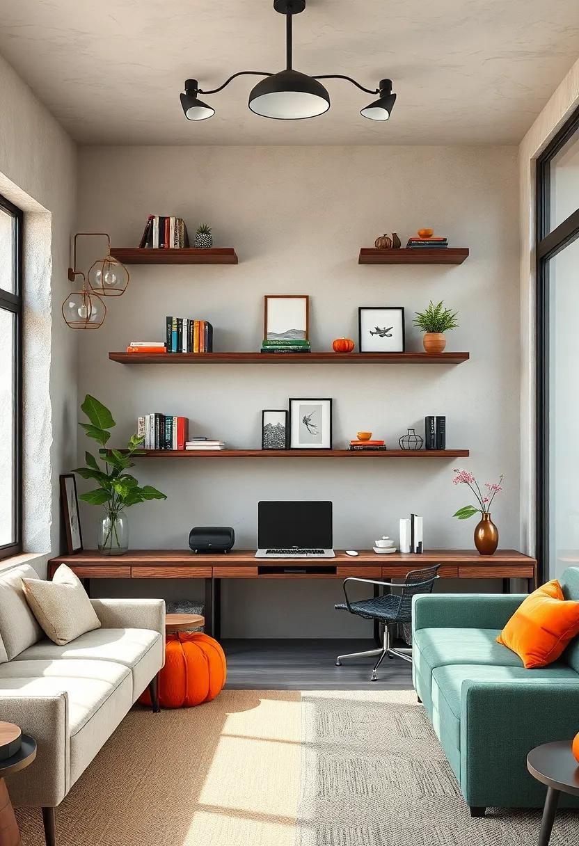 Floating Shelves with Character: Install floating shelves made from reclaimed wood‌ or unusual materials to showcase books, art, and inspirational trinkets