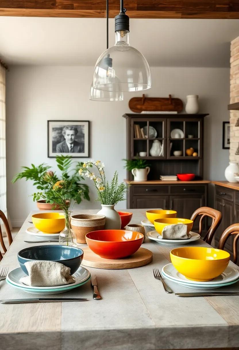 Colorful Servware: Brightly colored serving dishes or ​bowls can liven up​ the table while​ maintaining the‌ rustic⁢ theme