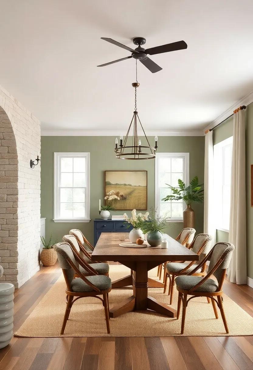Earthy Color Palette: Paint your walls ‍in soft neutrals or earthy greens to establish a serene backdrop for your dining area