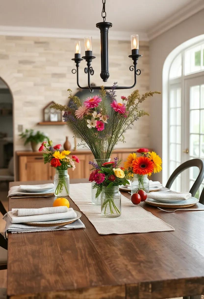 Farm-Inspired Centerpieces: Use mason jars filled with wildflowers or seasonal fruits to create simple yet captivating ​centerpieces