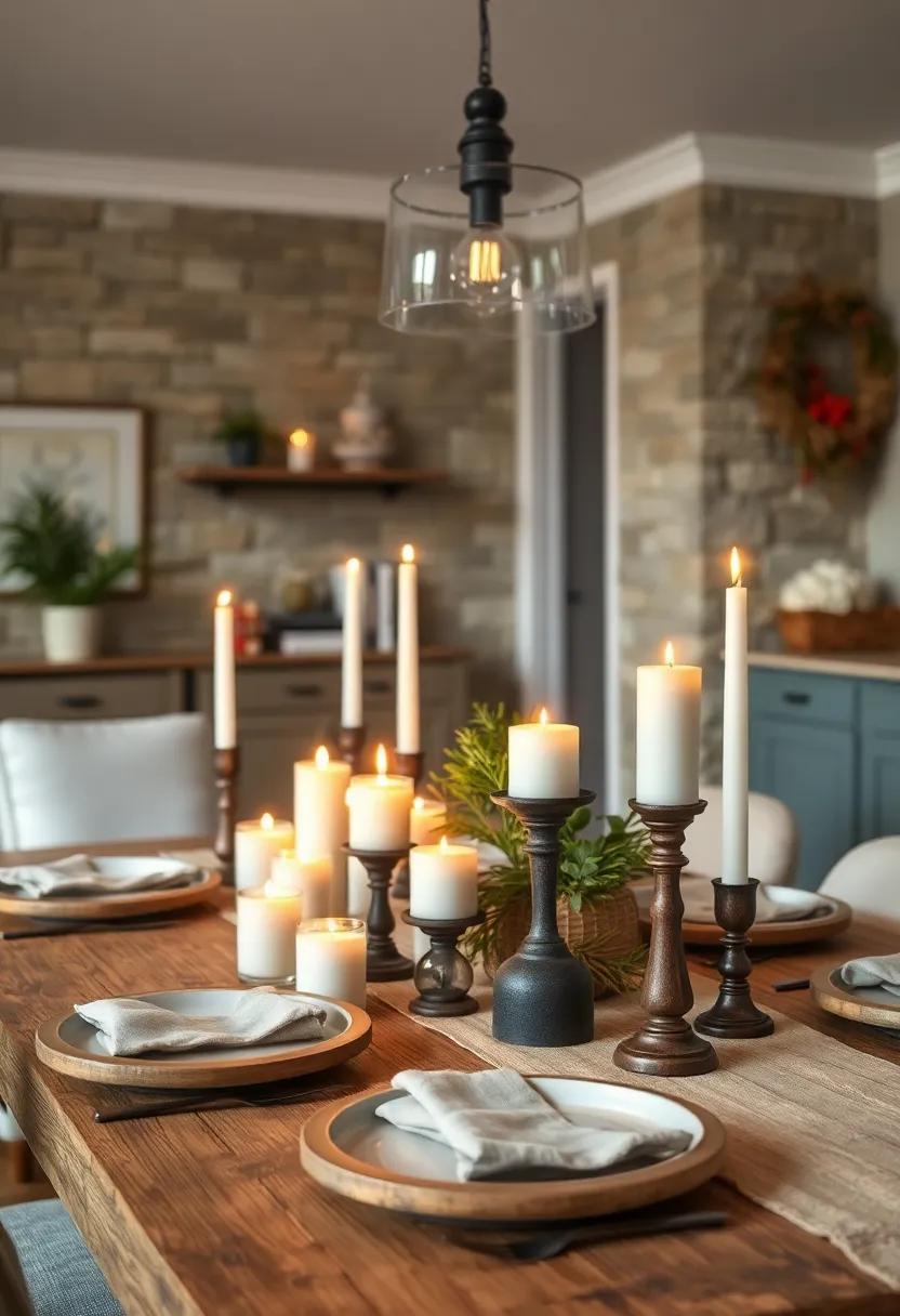 Rustic Candles: Use an assortment of​ candles in varied heights on⁤ the dining table to create ‍warmth and ​ambiance for meals