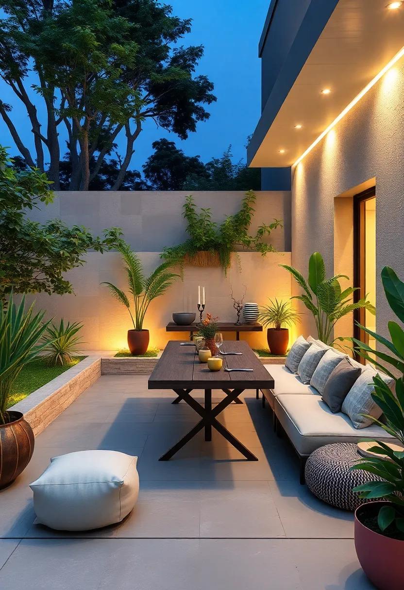 Minimalist Zen Garden: Incorporate a ‌sleek ⁤dining setup amidst a tranquil zen garden, where clean lines and greenery ‍promote relaxation as ​you dine under the stars