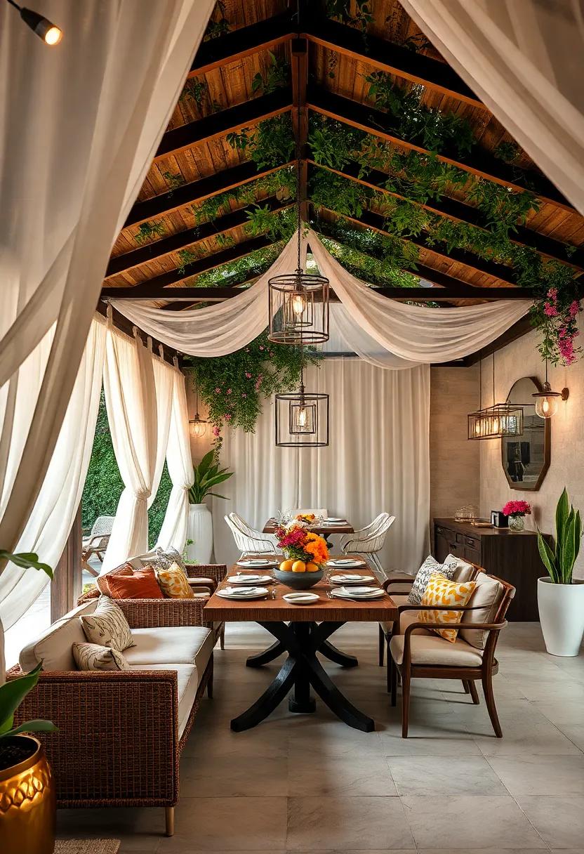 Ethereal‌ Canopy: Create ​a dreamy atmosphere by draping sheer fabrics ⁢overhead, transforming your dining area into ‍an ethereal space⁢ perfect​ for summer nights
