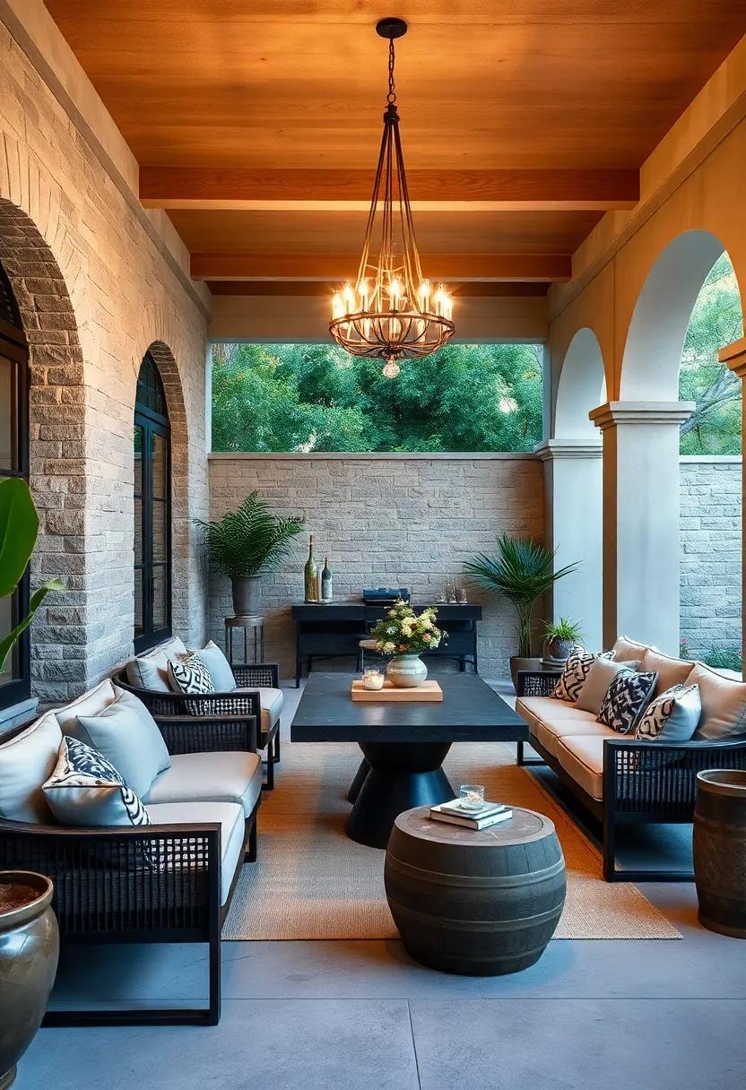 Luxe Outdoor Lounge: Create an⁢ elegant atmosphere with⁤ plush ⁤seating,chic decor,and an outdoor chandelier,merging comfort‍ with sophistication for​ a lavish⁣ dining experience