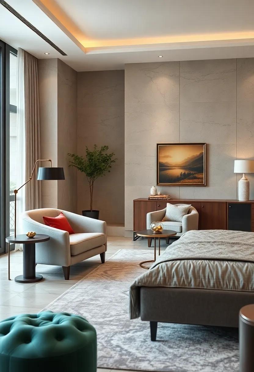 Elegant⁢ Accent ‌Chairs: Create a serene reading⁢ corner ⁣with plush accent chairs upholstered ⁢in⁣ rich fabrics that invite you to unwind‍ and relax⁤ in style