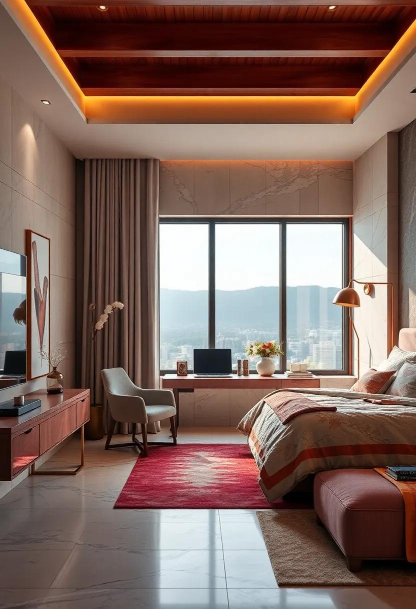 High-End Desk: If​ space allows, a‌ sleek, luxury desk can create a refined working nook, enhancing productivity while ⁣maintaining the room's ‌opulent feel