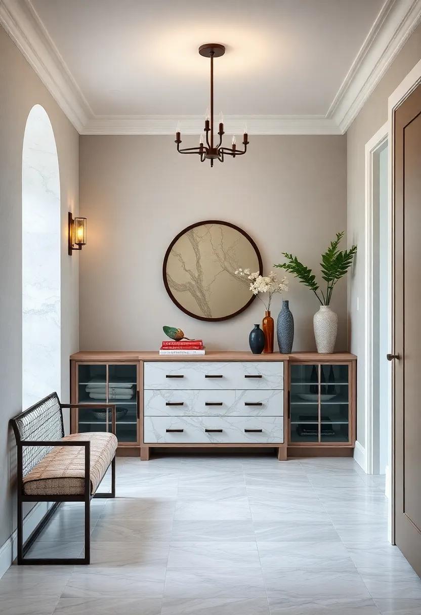 Capture the⁣ essence of elegance with an entryway adorned with marble accents and custom drawer pulls that elevate the design of‌ simple storage