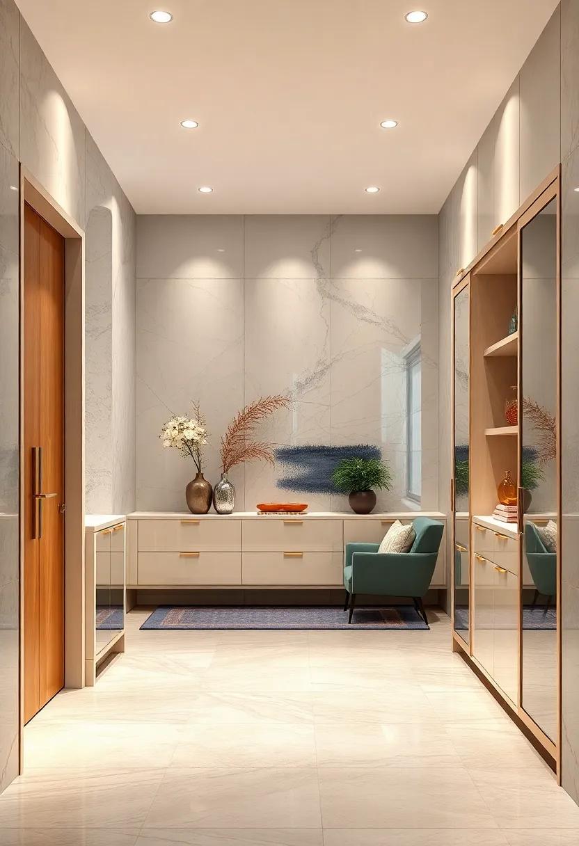 Dive into luxury with a high-gloss finish on custom​ cabinetry that reflects light and elevates the ⁣ambiance of your entryway