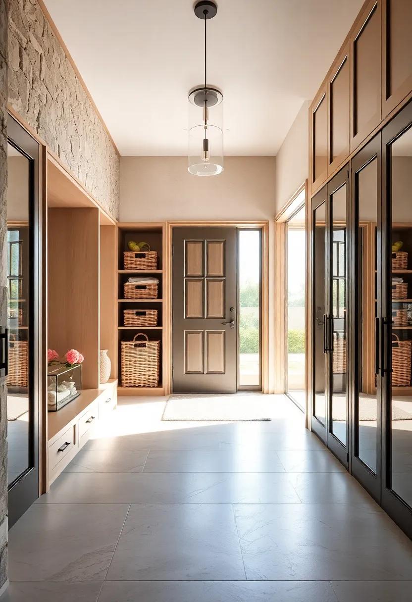 Infuse coastal‌ vibes into your ⁤entryway with wicker baskets nestled within custom cabinets, providing both charm and practical storage for beach gear