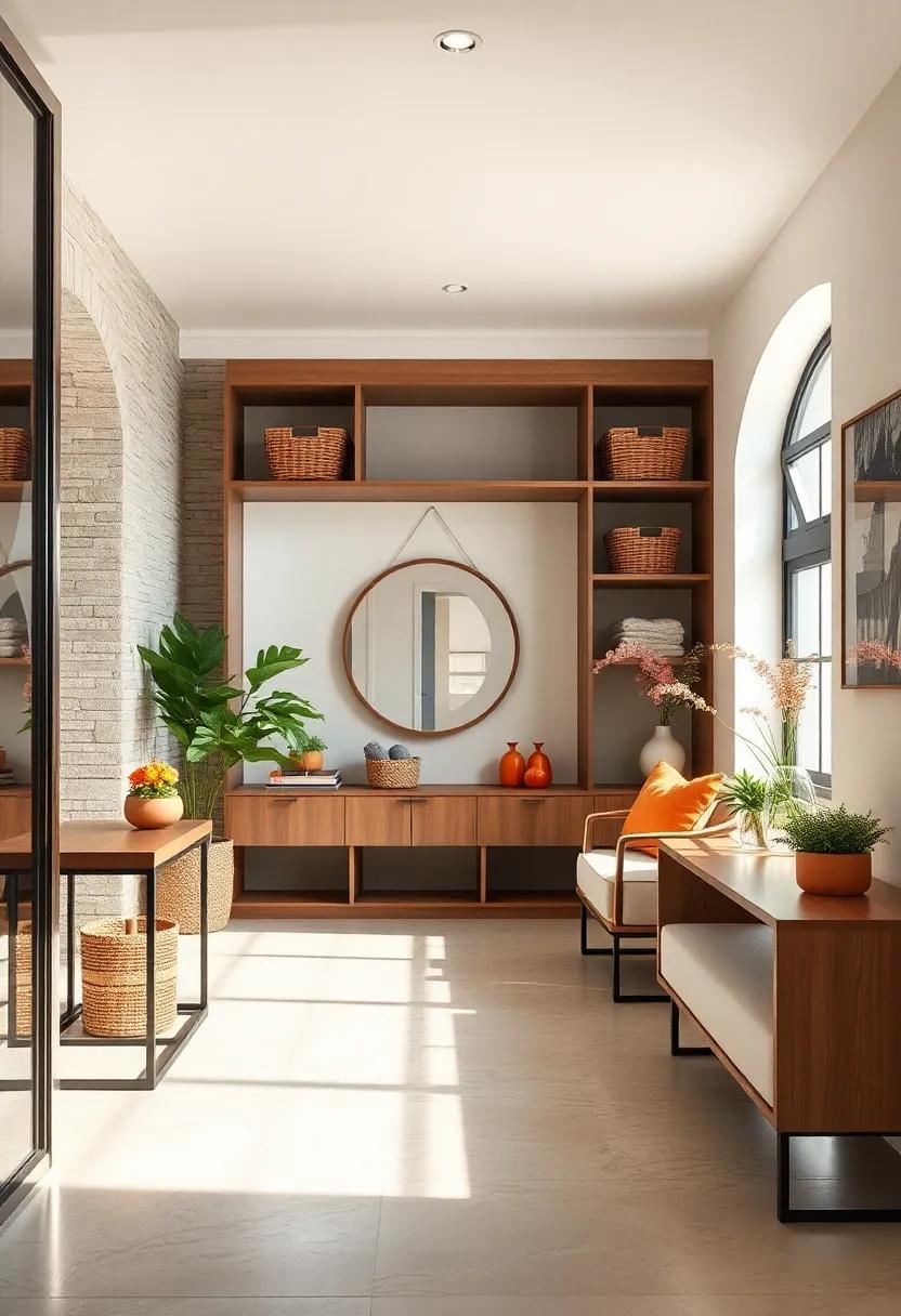 Opt for a bright, airy atmosphere by incorporating open shelving into​ your entryway design, paired with elegant⁢ baskets‌ for an effortless look