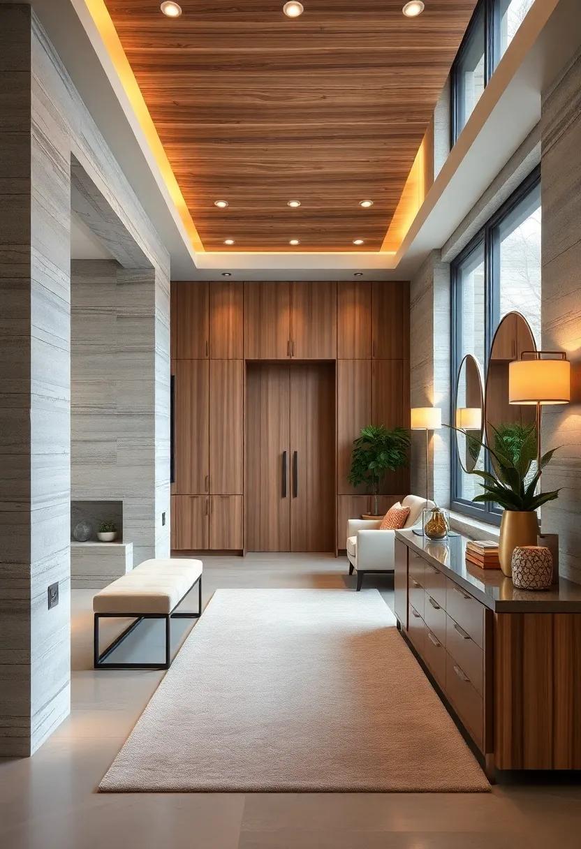 Step ⁣into‌ a sumptuous space with layered textures, merging custom cabinetry⁣ with plush carpets that invite you to linger a bit longer