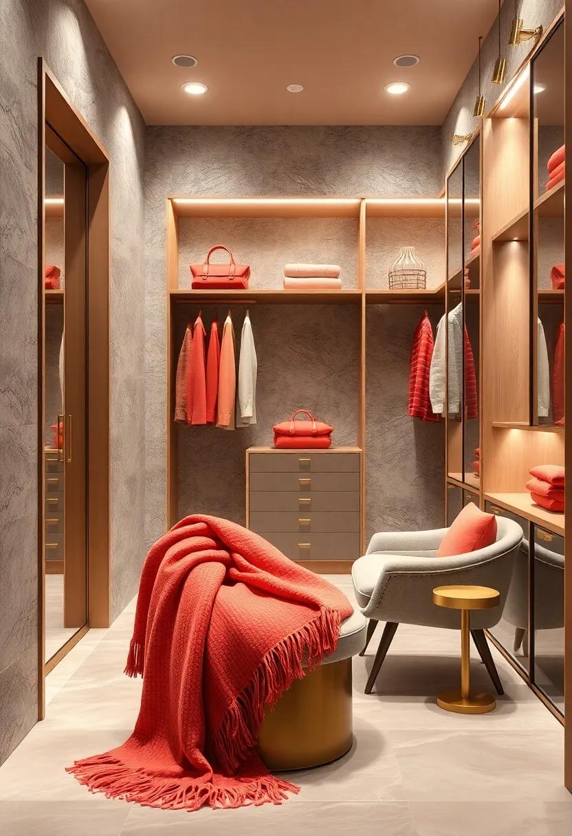 Cozy⁣ Throw Blankets: Drape sumptuous coral-colored throws over a stool or chair ‌for ⁤a touch‌ of warmth and‌ comfort ​on colder days