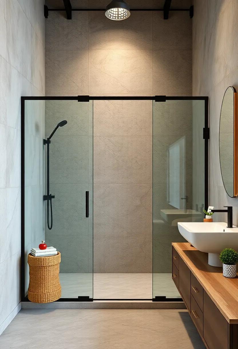 Metal Framed Glass Shower enclosure: Frame ⁢your shower with metal accents,⁤ setting a ⁢definitive boundary that maintains​ an airy feel