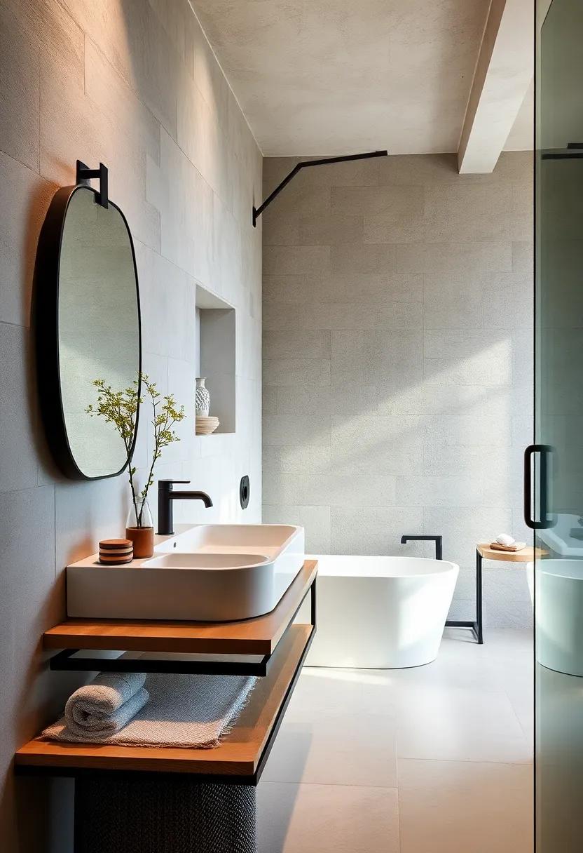 Floating Metal Vanity: Design a‌ floating vanity with metal⁣ supports that ⁢bring a sleek, modern look while saving floor‍ space