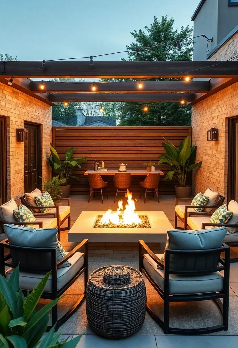 Cozy Fire Pit:​ Create a focal point ‍with an outdoor fire​ pit surrounded by stylish seating, perfect for cozy gatherings ⁣under the stars