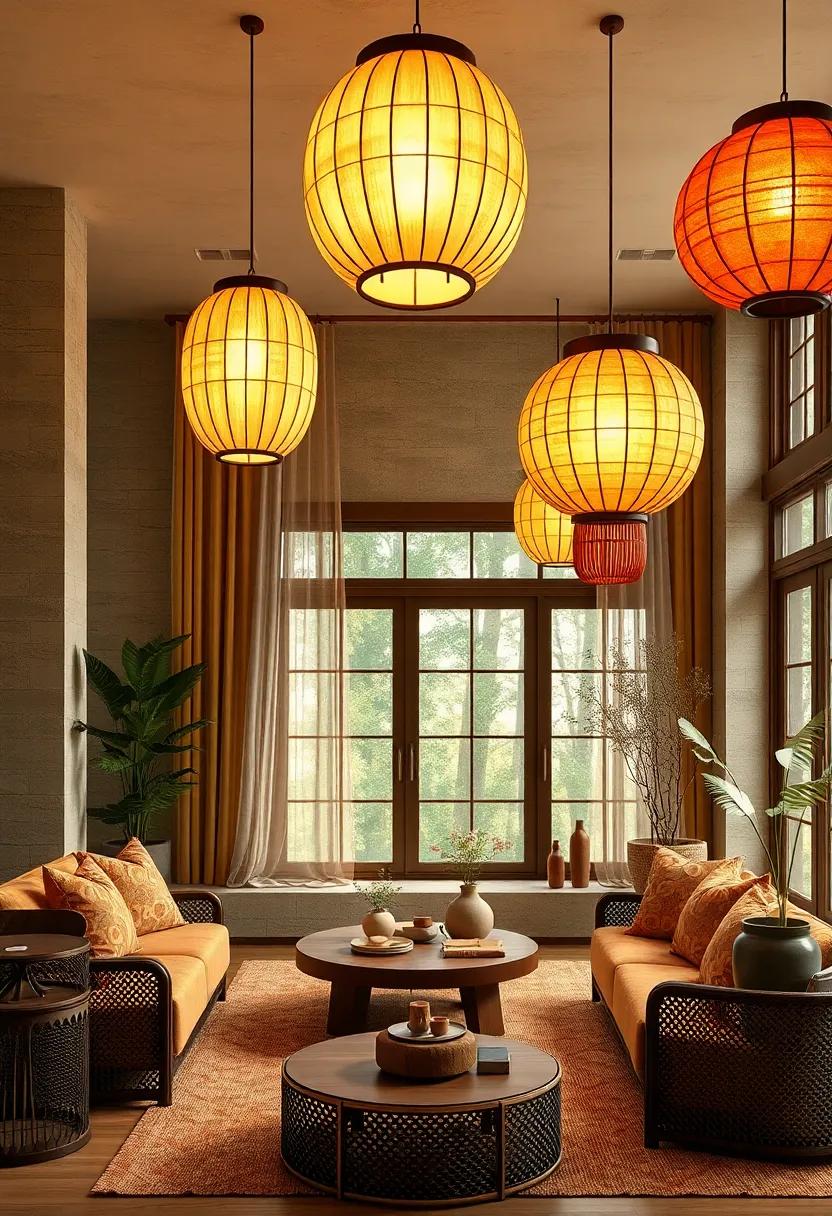 Warm Earth Tones: A ‍handcrafted‍ paper‍ lantern ⁣dyed in earthy shades, providing a warm,‍ inviting glow that complements ‌wooden interiors beautifully