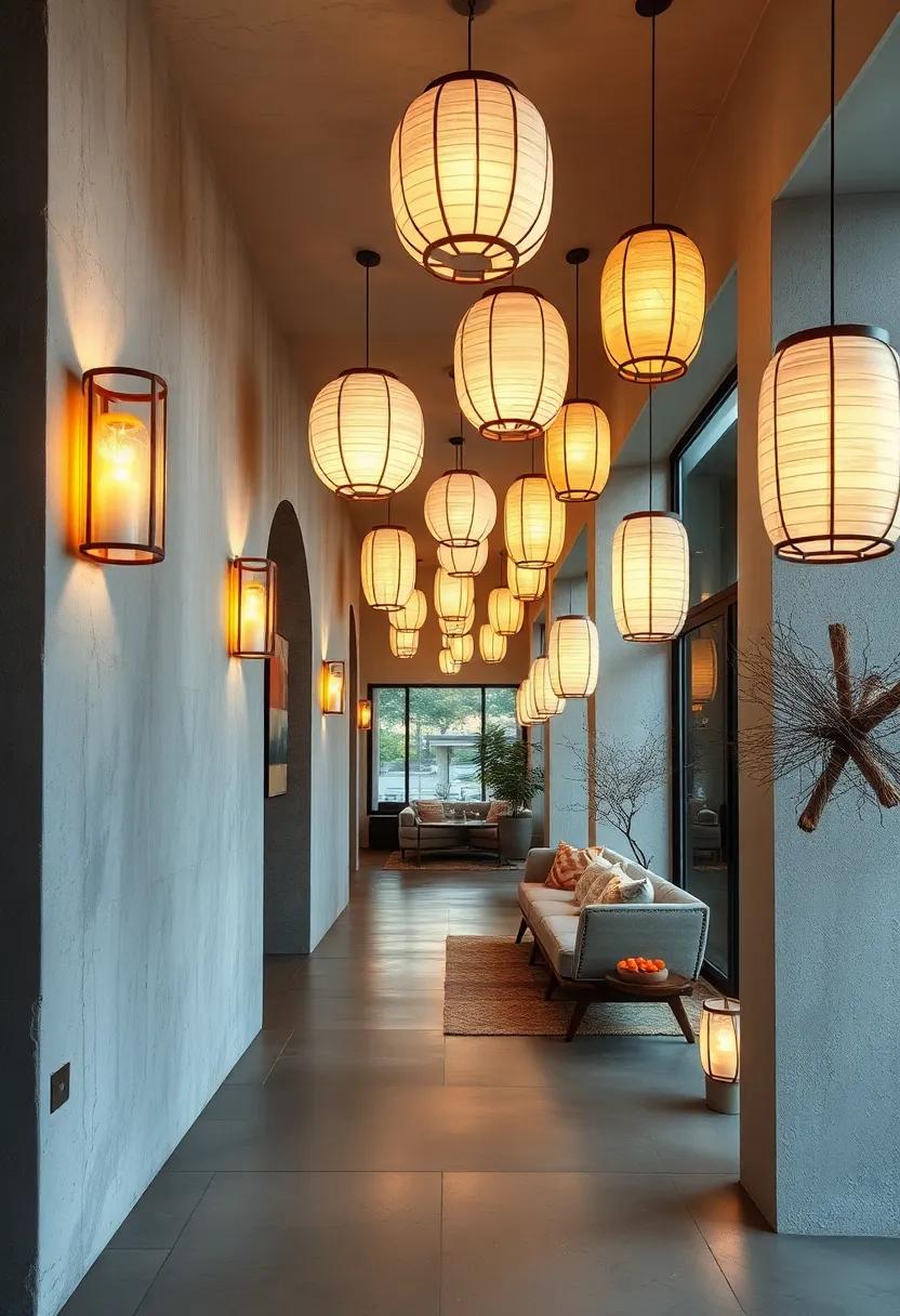 Journey of‍ Light: An installation ‌of paper lanterns along a hallway, creating a ⁣tranquil pathway that guides one through the home with gentle illumination